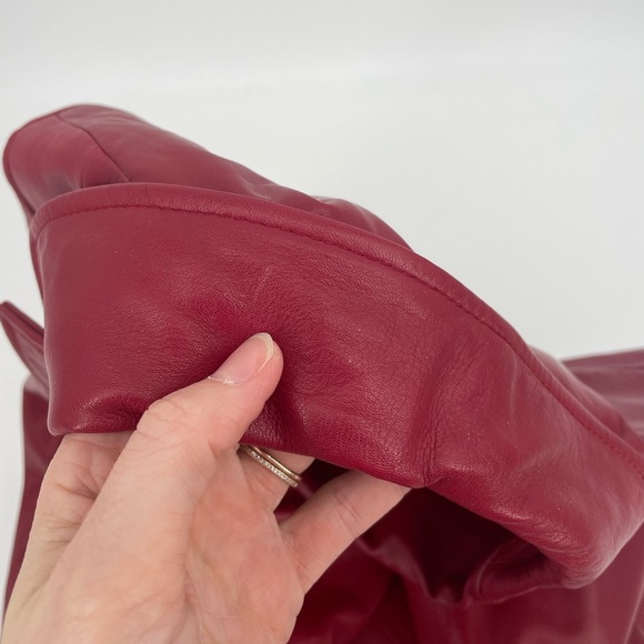 hot chili pepper red vtg leather jacket button up size 6 - Picture 8 of 11